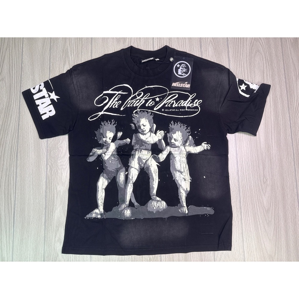 Hellstar The Path to Paradise Black Graphic T-Shirt Men Size L New With Tags